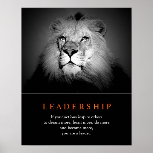 Trendy Motivational Leadership Lion Poster | Zazzle