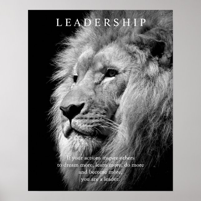 Trendy Motivational Leadership Lion Poster (Front)