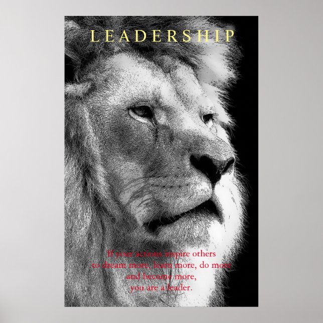 Trendy Motivational Leadership Lion Poster (Front)