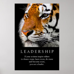 Trendy Motivational Leadership Tiger Eyes Poster
