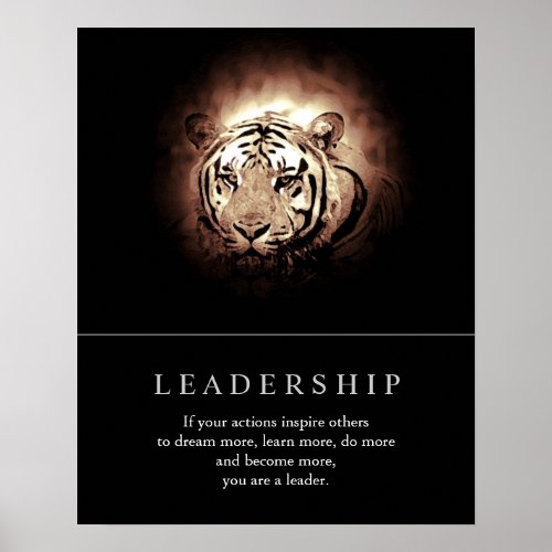 Trendy Motivational Leadership Tiger Poster