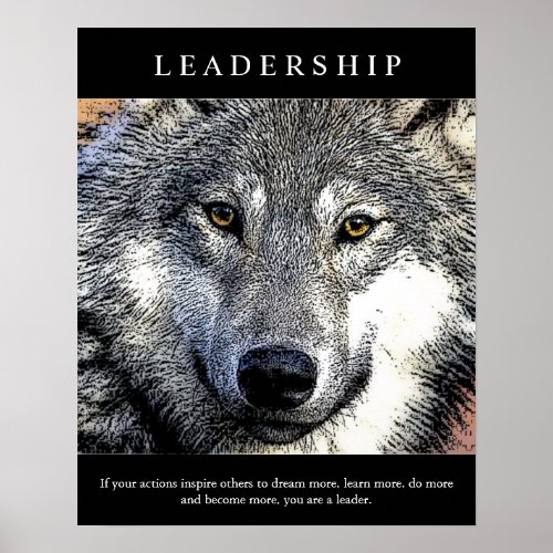 Trendy Motivational Leadership Wolf Eyes Poster