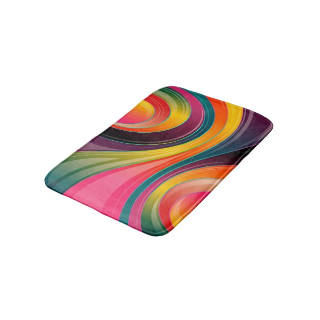 Trendy Multi Color Abstract Whirl Design Bath Mat (Angled)