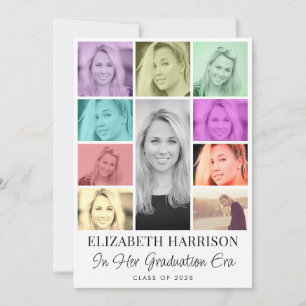 Trendy Multi-Color Photo Collage Graduation Announcement