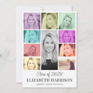 Trendy Multi-Color Photo Collage Graduation Announcement