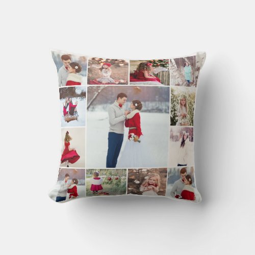 Trendy Multi Photo Collage Pillow