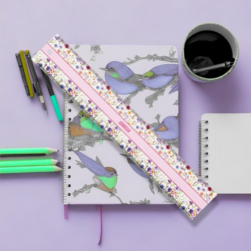 Trendy Multicolor Girly Wild spring Flowers Floral Ruler