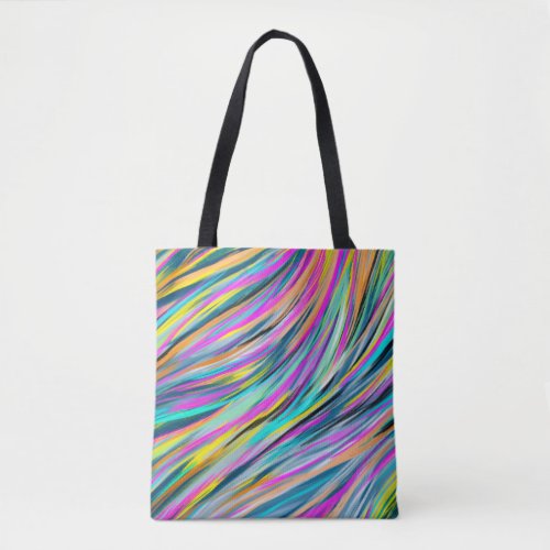 Trendy Multicolor Neon Psychedelic Abstract Design Tote Bag