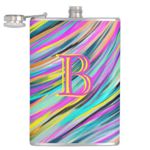 Trendy Multicolor Neon Psychedelic Monogram Flask