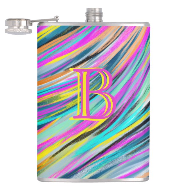 Trendy Multicolor Neon Psychedelic Monogram Flask (Opened)