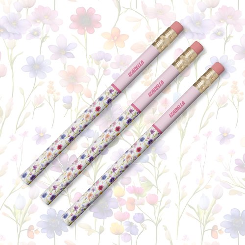 Trendy Multicolor Wild spring Flowers Floral Girly Pencil