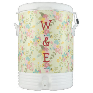 Trendy Multicolor Yellow Floral Pattern w/ Initial Beverage Cooler