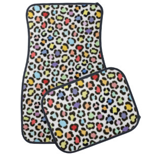 Trendy Multicolored Leopard Fur Effect Pattern Car Floor Mat
