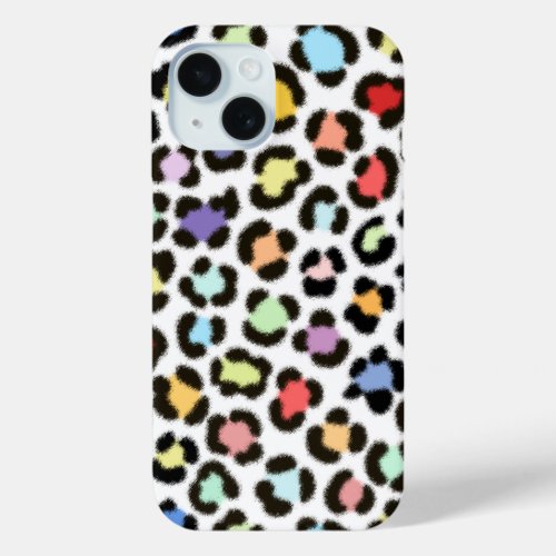 Trendy Multicolored Leopard Fur Effect Pattern iPhone 15 Case