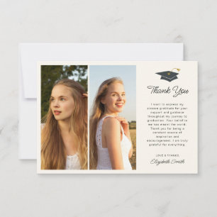 Trendy multiple photo graduation thank you card