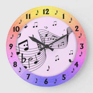 Trendy Music Colorful Round Wall Large Clock
