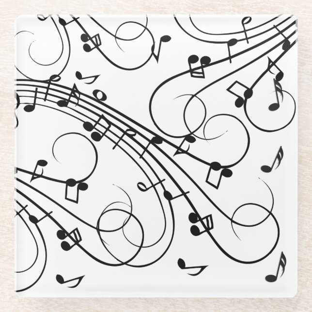 Trendy Music Design Glass Coaster (Front)