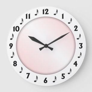 Trendy Music Design Pink Large Clock