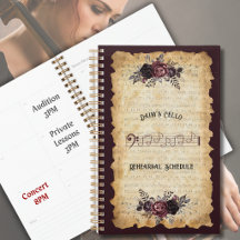 Trendy Musician Cello Rehearsal Planner Notebook