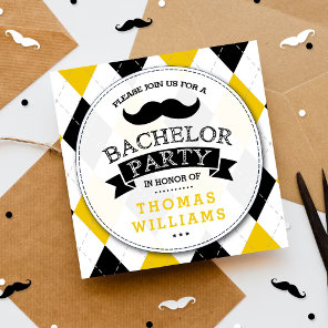 Trendy Mustache Bachelor Party Invitations