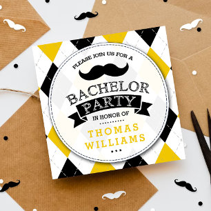 Trendy Mustache Bachelor Party Invitations