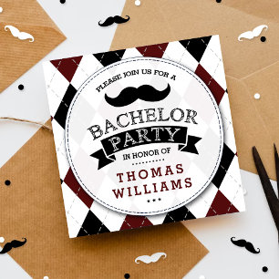 Trendy Mustache Bachelor Party Invitations