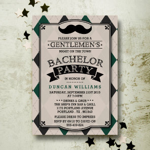 Trendy Mustache Bachelor Party Invitations