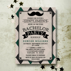 Trendy Mustache Bachelor Party Invitations