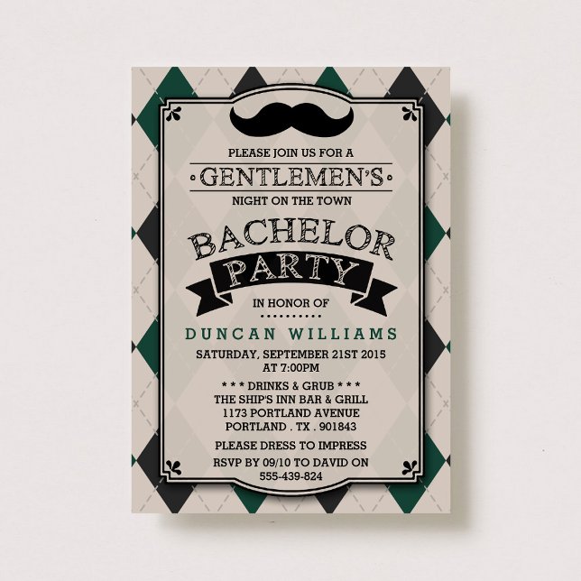 Trendy Mustache Bachelor Party Invitations (Creator Uploaded)