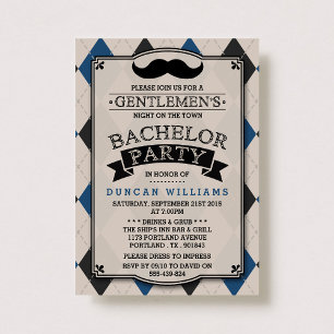 Trendy Mustache Bachelor Party Invitations
