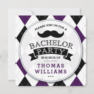 Trendy Mustache Bachelor Party Invitations