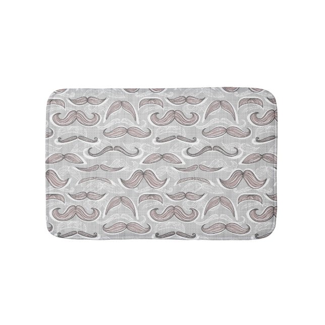 Trendy Mustache Pattern Bath Mat (Front)