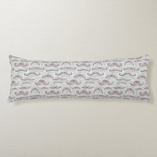 Trendy Mustache Pattern Body Pillow (Front)
