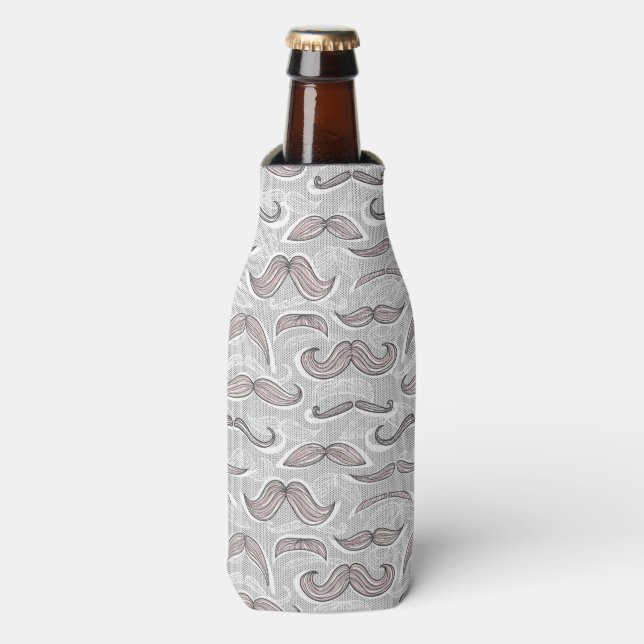 Trendy Mustache Pattern Bottle Cooler (Bottle Front)