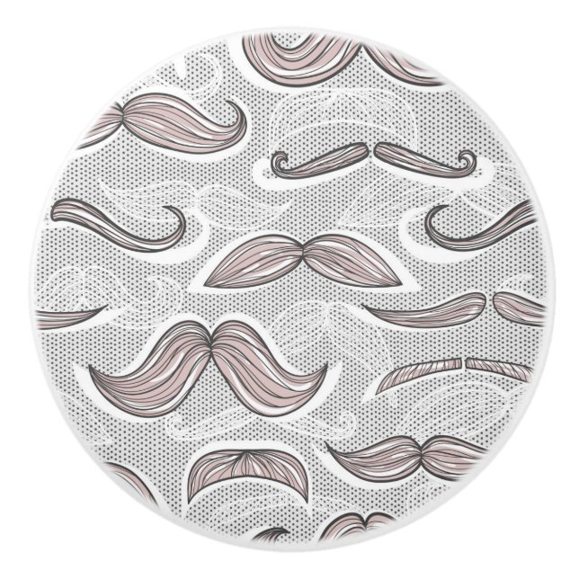 Trendy Mustache Pattern Ceramic Knob (Front)