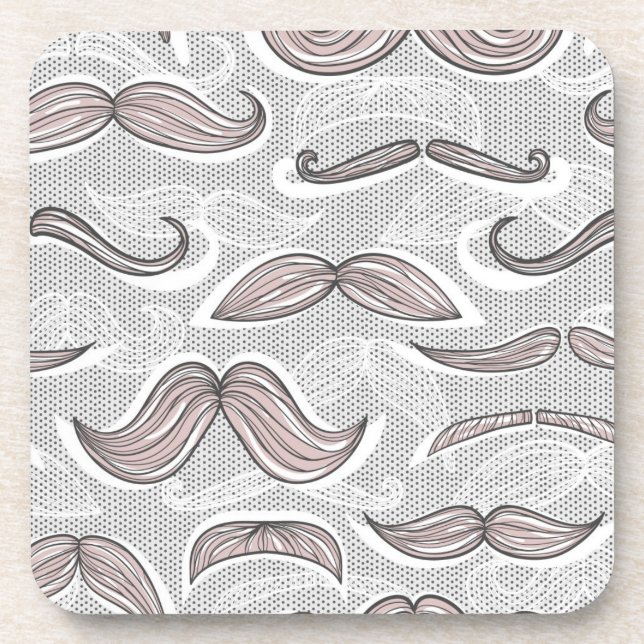 Trendy Mustache Pattern Coaster (Front)