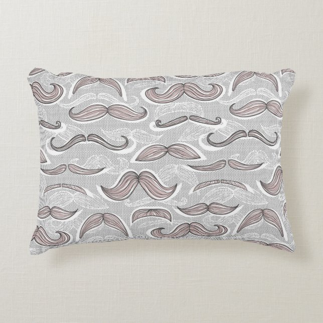 Trendy Mustache Pattern Decorative Pillow (Front)