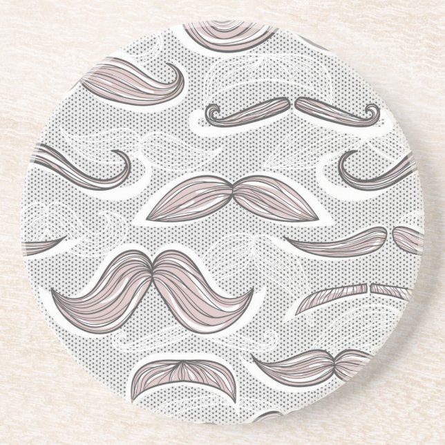 Trendy Mustache Pattern Drink Coaster (Front)