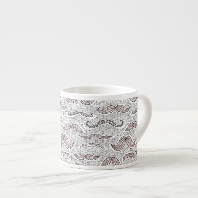 Trendy Mustache Pattern Espresso Cup (Front Right)