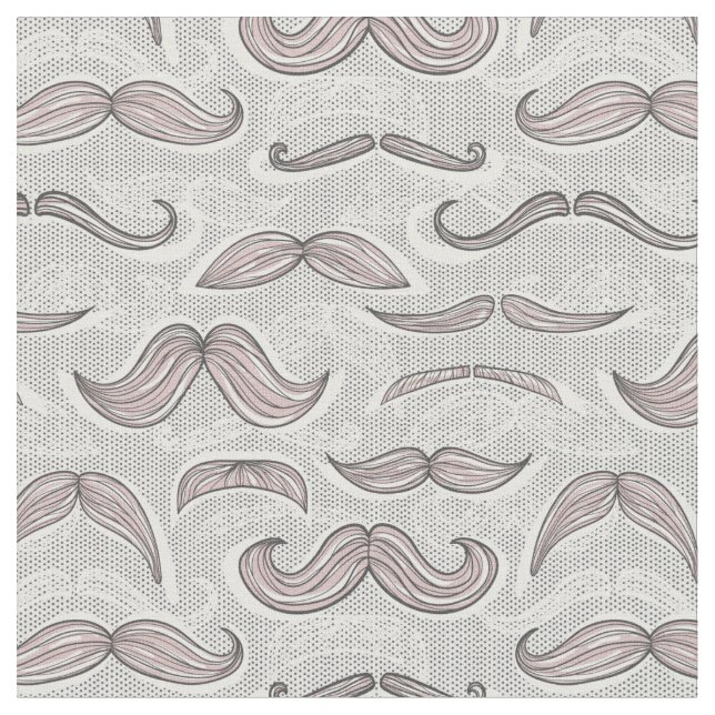 Trendy Mustache Pattern Fabric (Close Up)