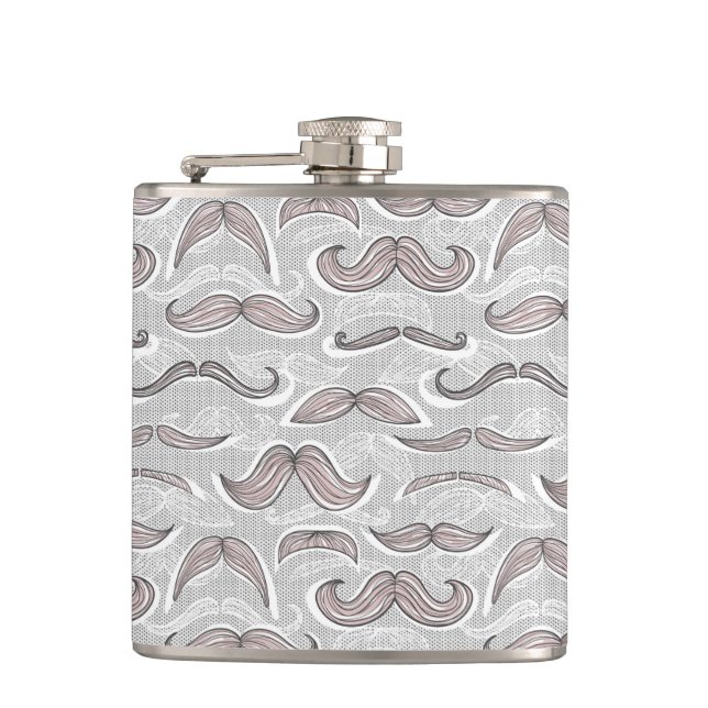Trendy Mustache Pattern Flask (Front)