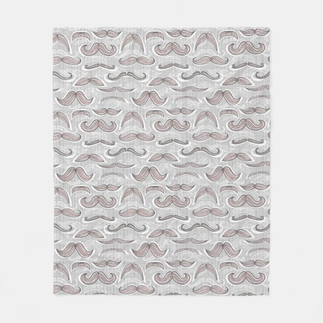 Trendy Mustache Pattern Fleece Blanket (Front)