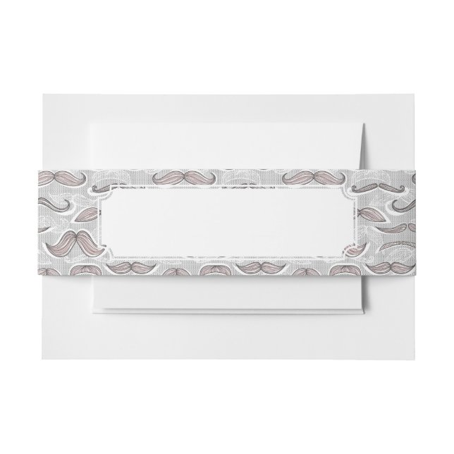 Trendy Mustache Pattern Invitation Belly Band (Front Example)