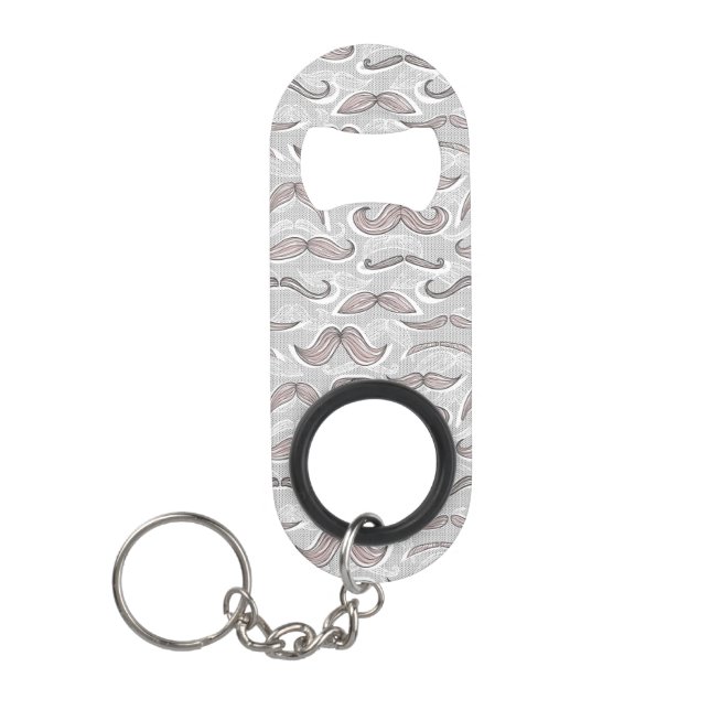 Trendy Mustache Pattern Keychain Bottle Opener (Front)