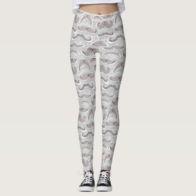 Trendy Mustache Pattern Leggings (Front)