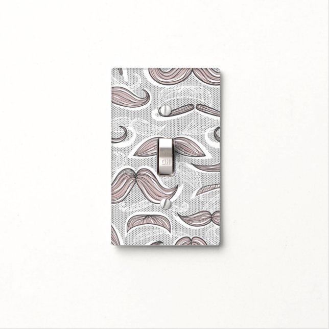 Trendy Mustache Pattern Light Switch Cover (In Situ)