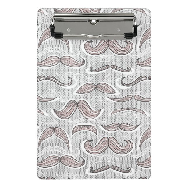 Trendy Mustache Pattern Mini Clipboard (Front)