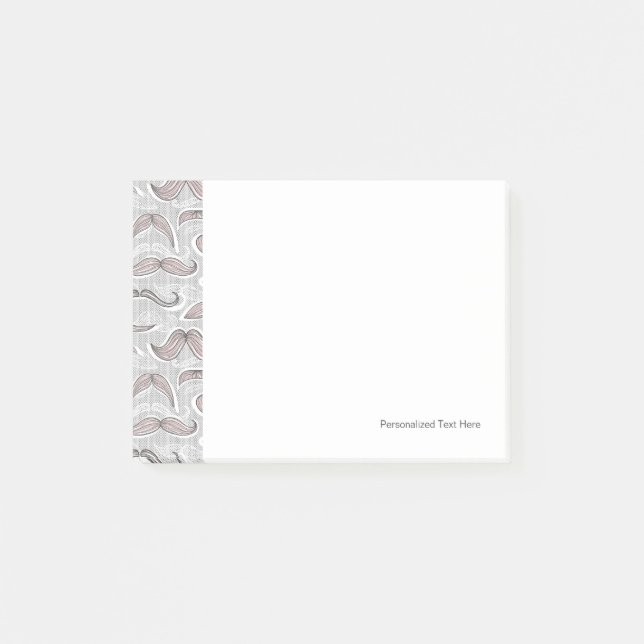 Trendy Mustache Pattern Post-it Notes (Front)