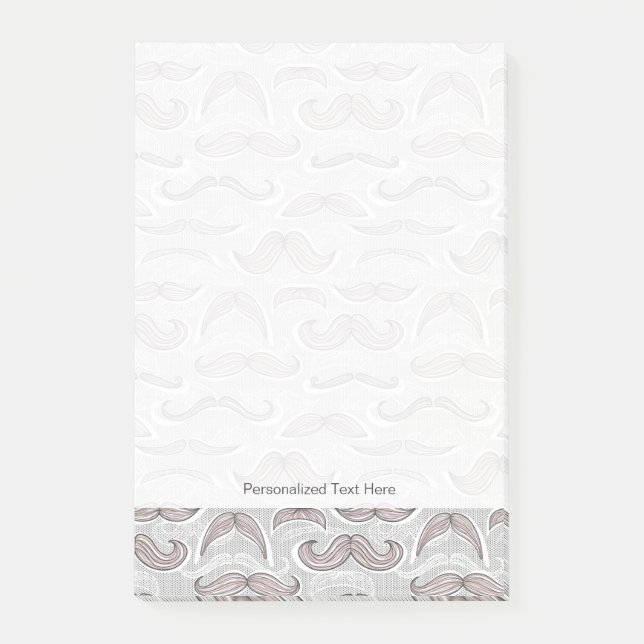 Trendy Mustache Pattern Post-it Notes (Front)