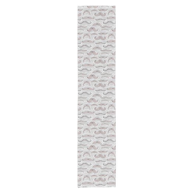 Trendy Mustache Pattern Short Table Runner (Front)